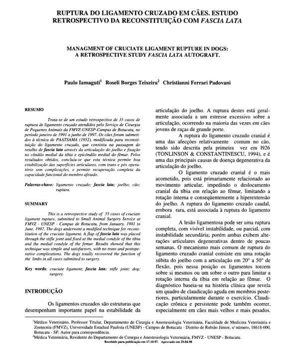 Ruptura Ligamento Cruzado Cranial Veterinária